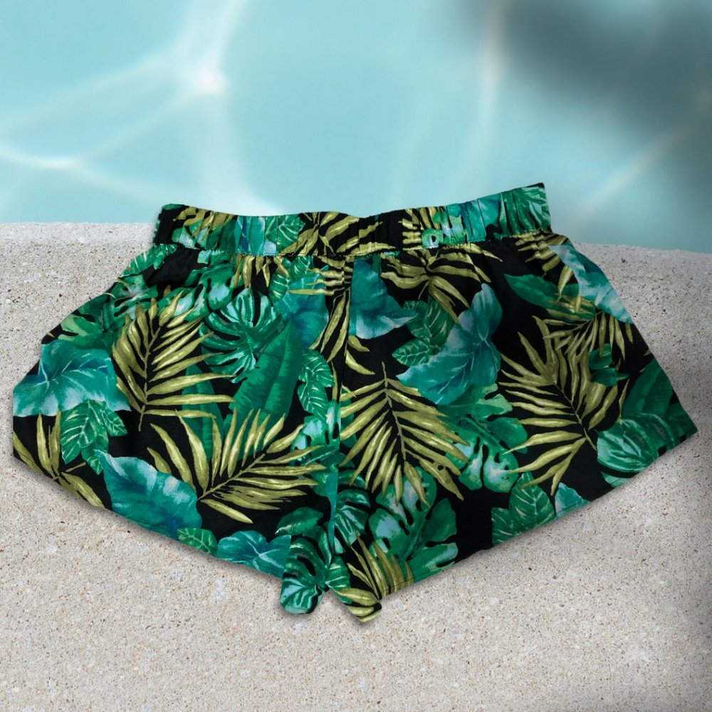 Forever 21 Shorts Blue Green Tropical Floral Womens Size: Medium Pre-Owned LK NW